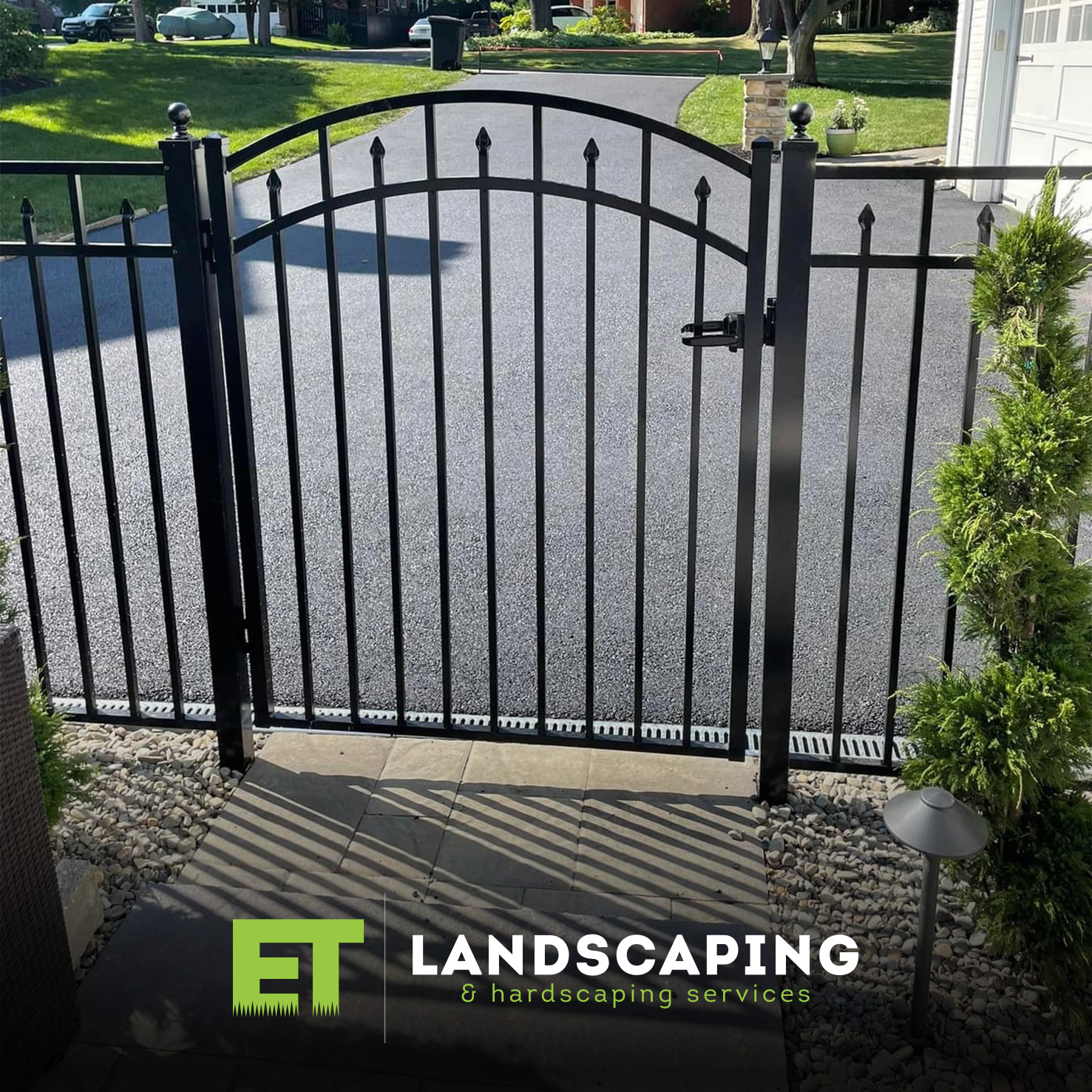 ET Landscaping Project: Ornamental Aluminum Gate in Delaware County, PA