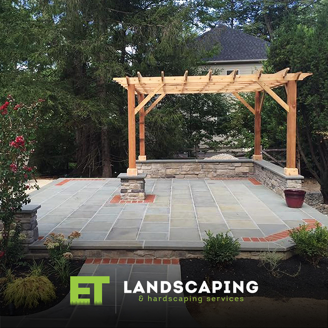 ET Landscaping Project: Wooden Pergola on Patio in Delaware County, PA