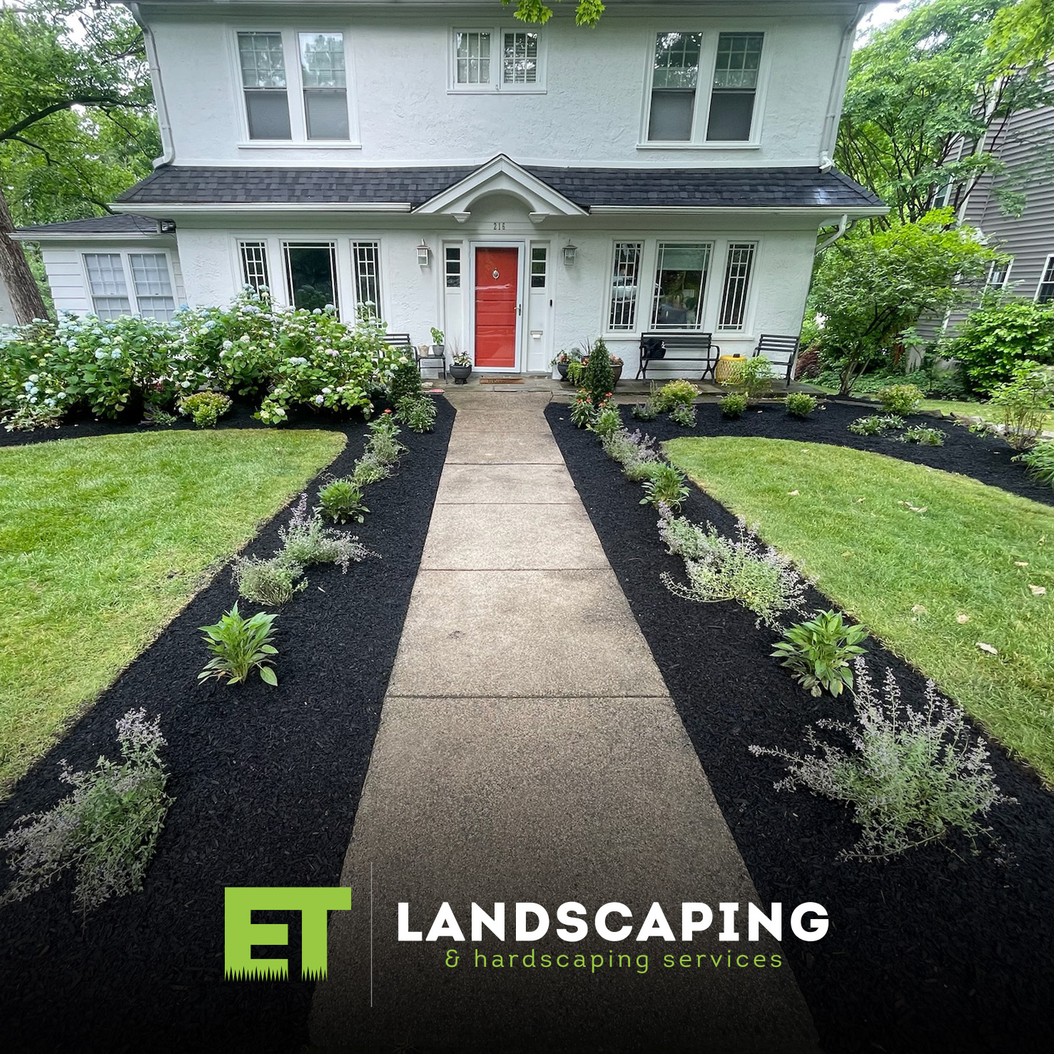 ET Landscaping Project: Front Yard Landscape in Delaware County, PA