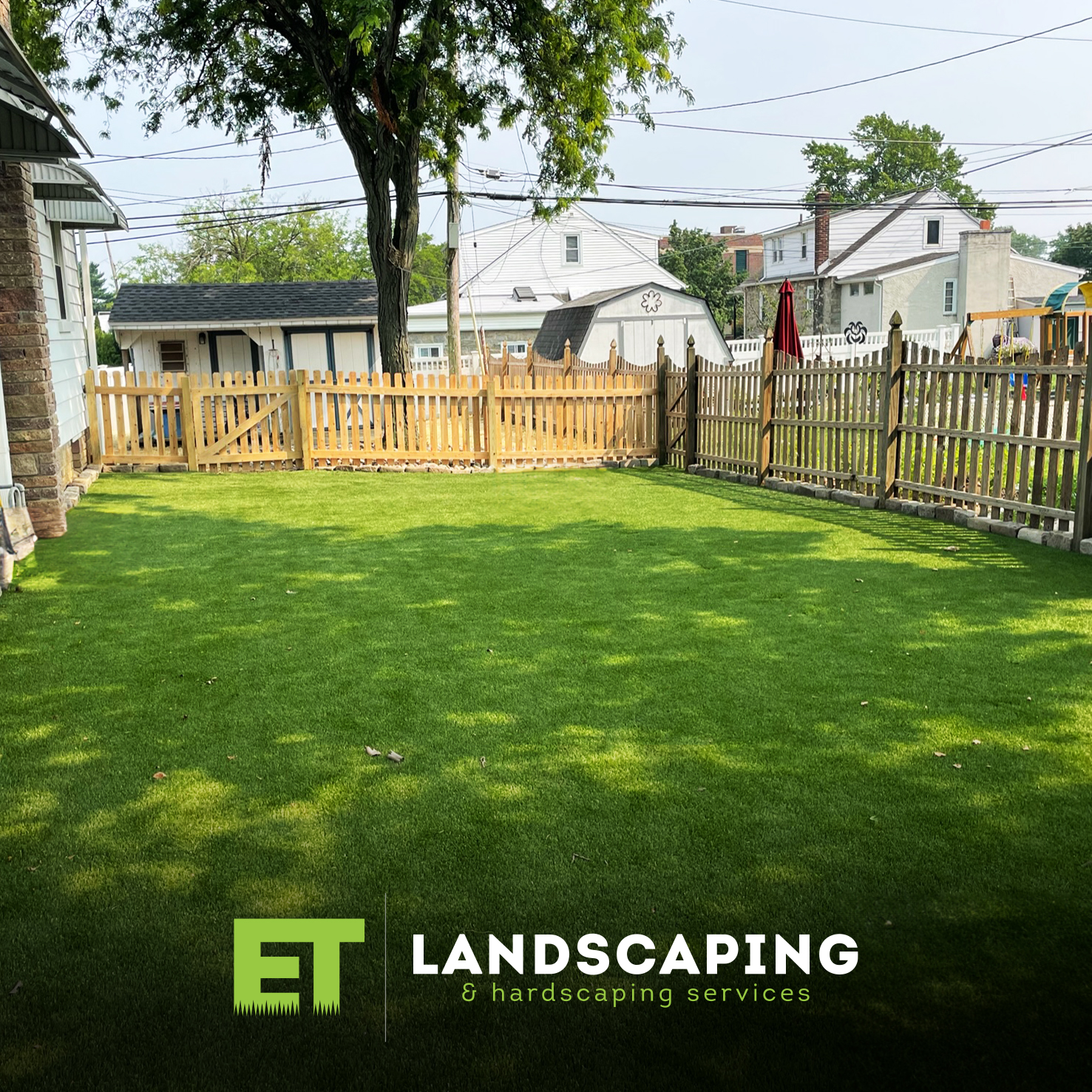 ET Landscaping Project: Freshly Installed Turf in Delaware County, PA