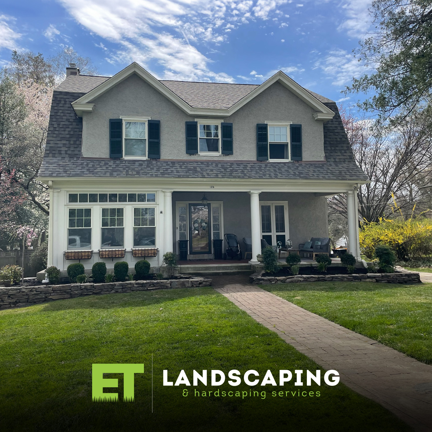 ET Landscaping Project: Full Front Yard Landscaping in Delaware County, PA