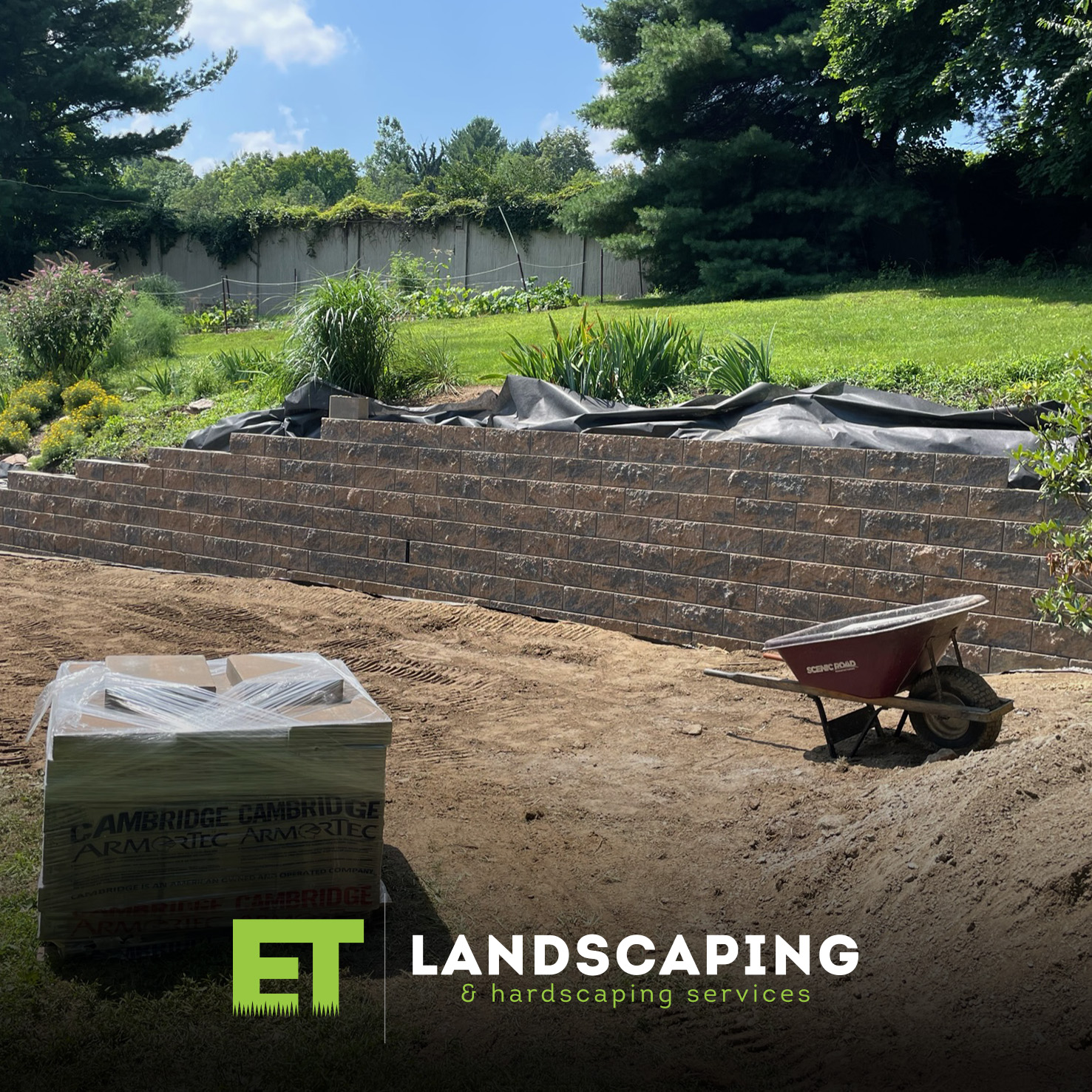 ET Landscaping Project: Block Wall Construction in Delaware County, PA