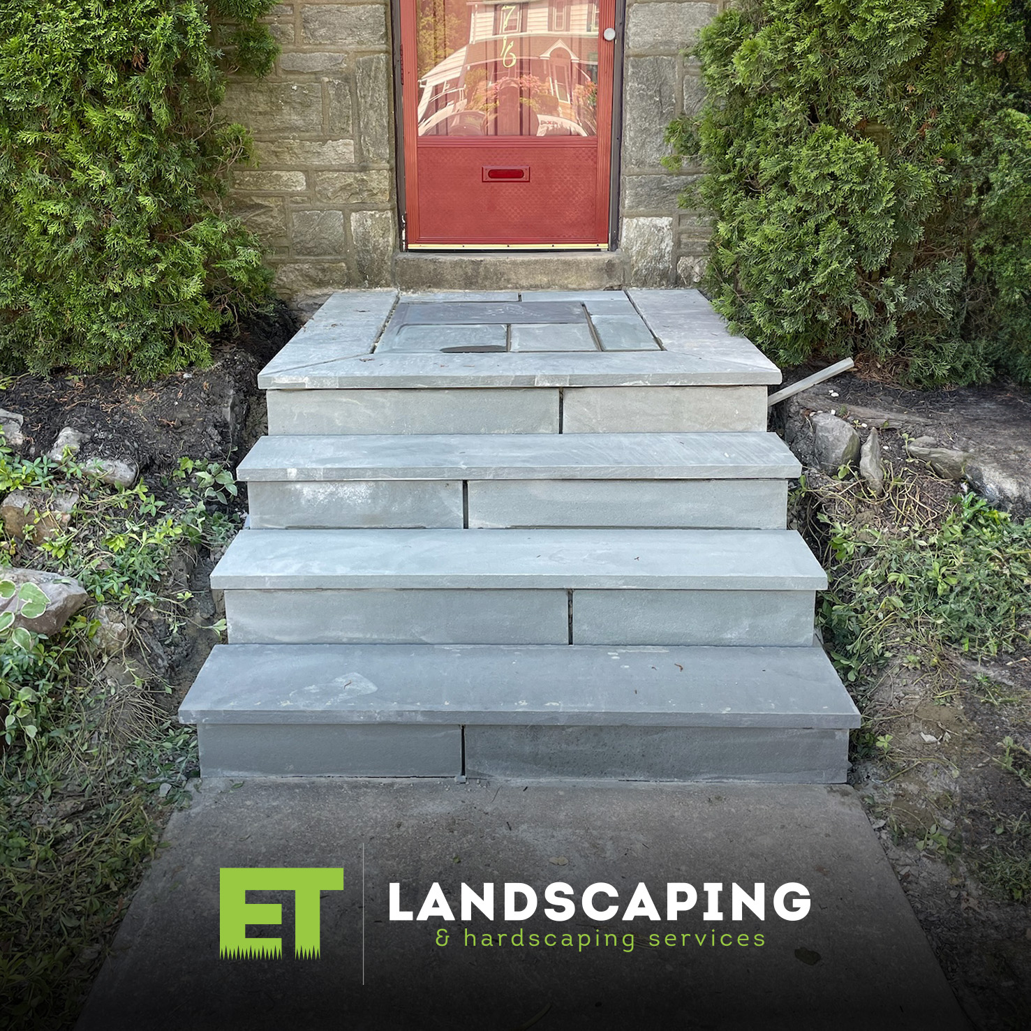 ET Landscaping Project: Blue Stone Entrance Steps in Delaware County, PA