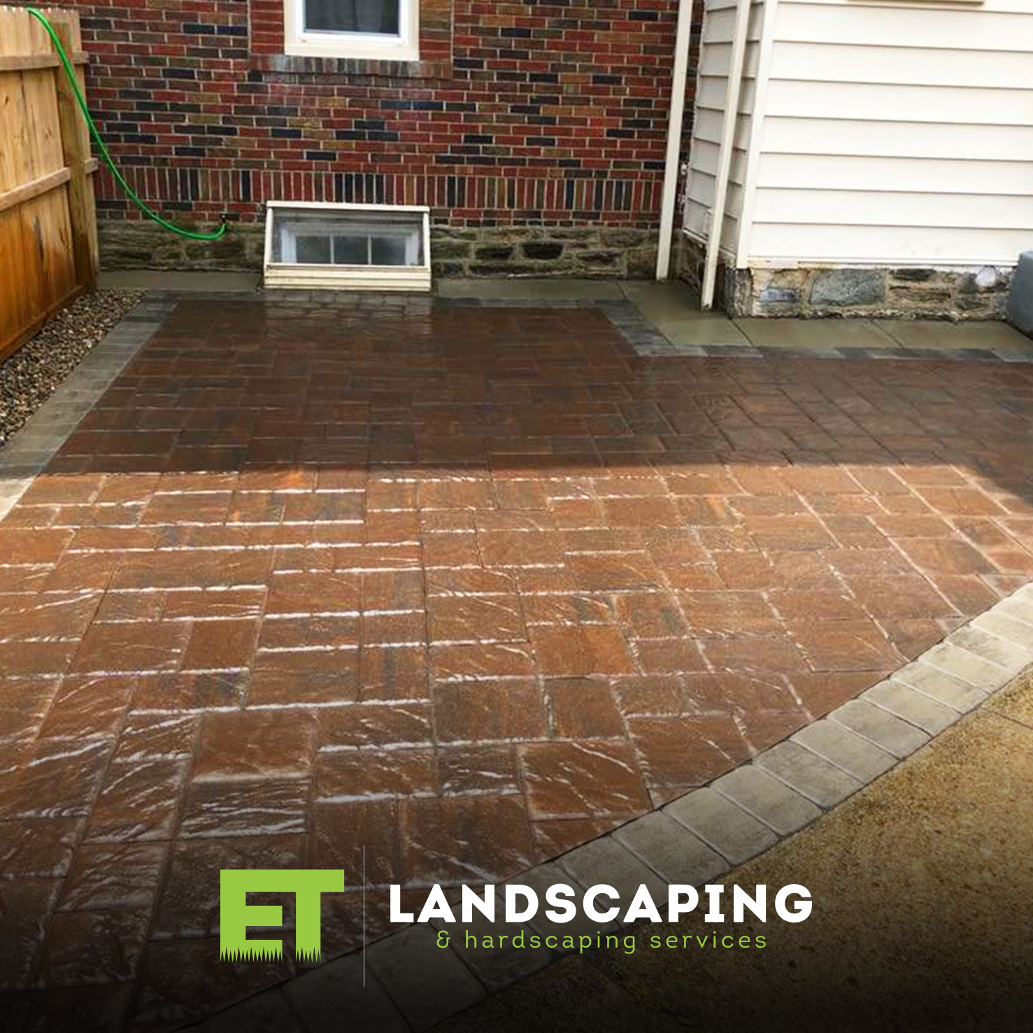 ET Landscaping Project: Brick Paver Backyard Patio in Delaware County, PA