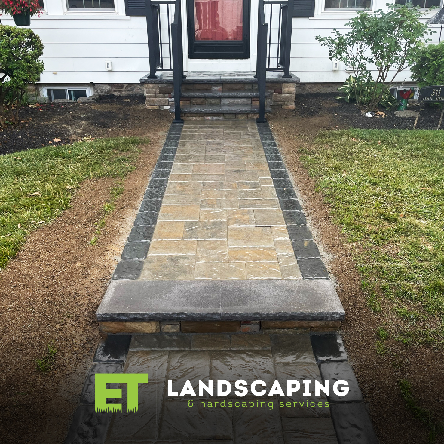 ET Landscaping Project: Decorative Stone Walkway in Delaware County, PA
