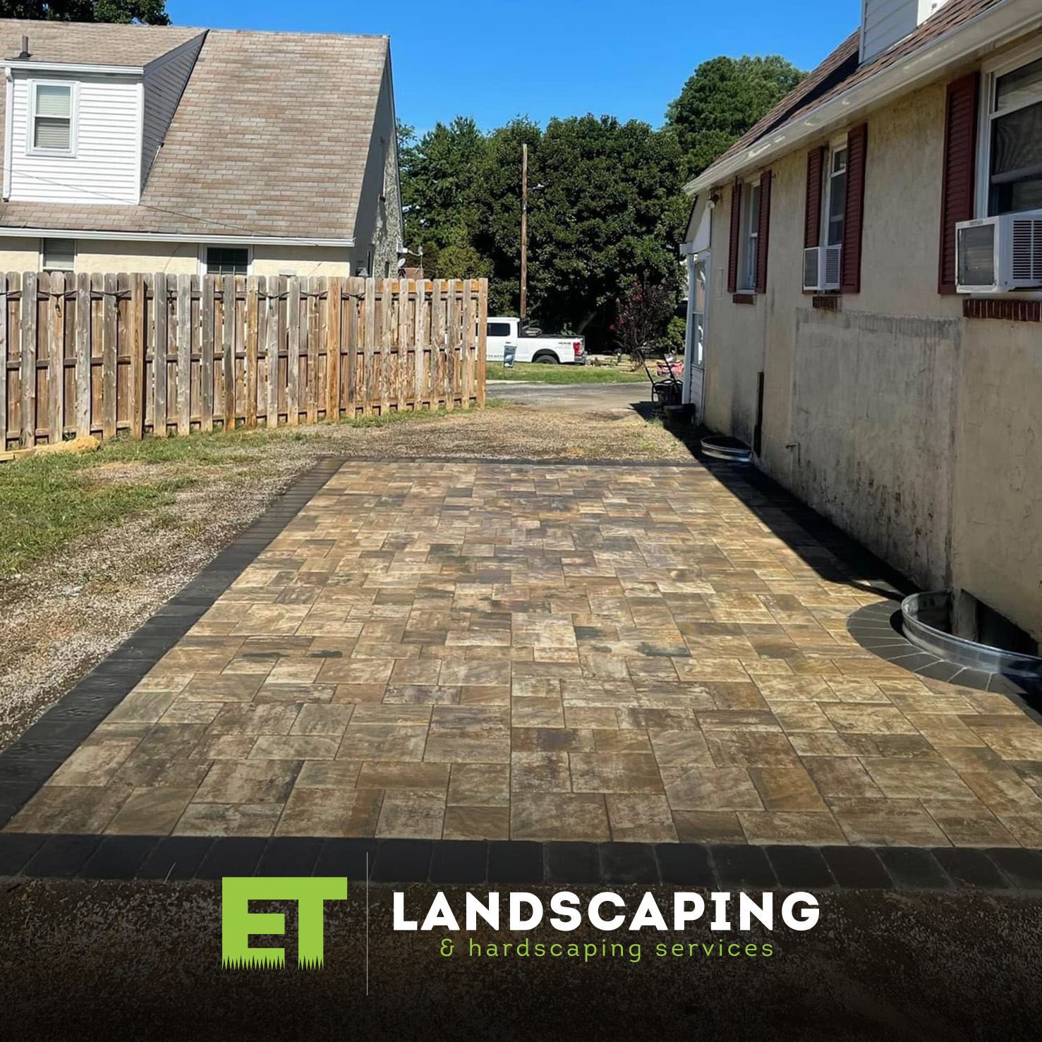 ET Landscaping Project: Side-yard Paver Patio in Delaware County, PA