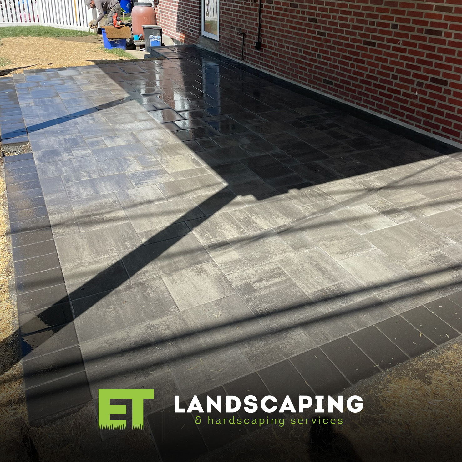 ET Landscaping Project: Finished Stone Patio in Delaware County, PA
