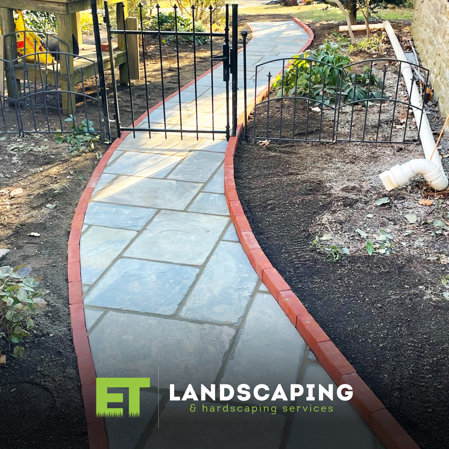 ET Landscaping Project: Garden Flagstone Pathway in Delaware County, PA