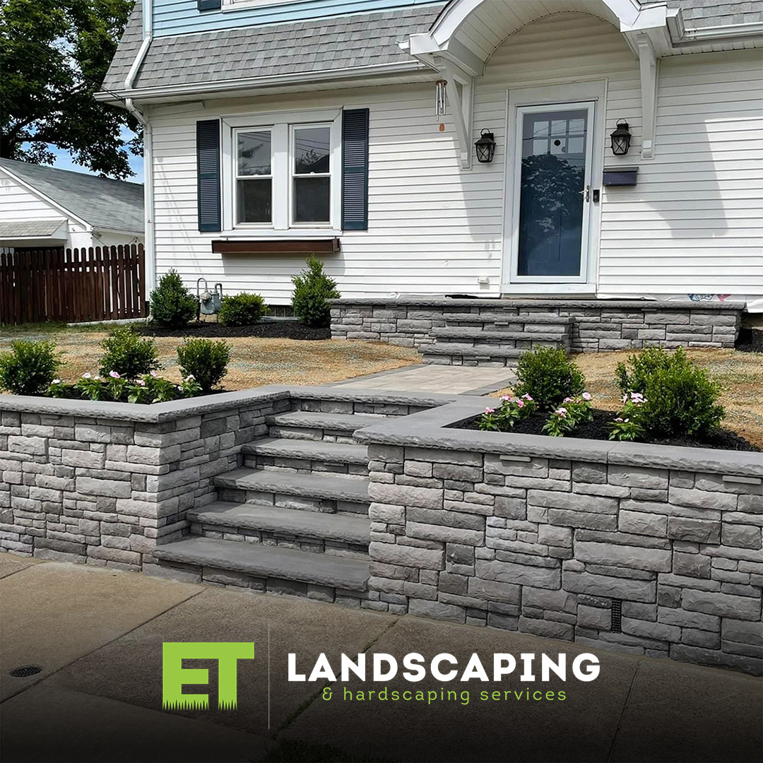 ET Landscaping Project: Integrated Stone Steps in Delaware County, PA