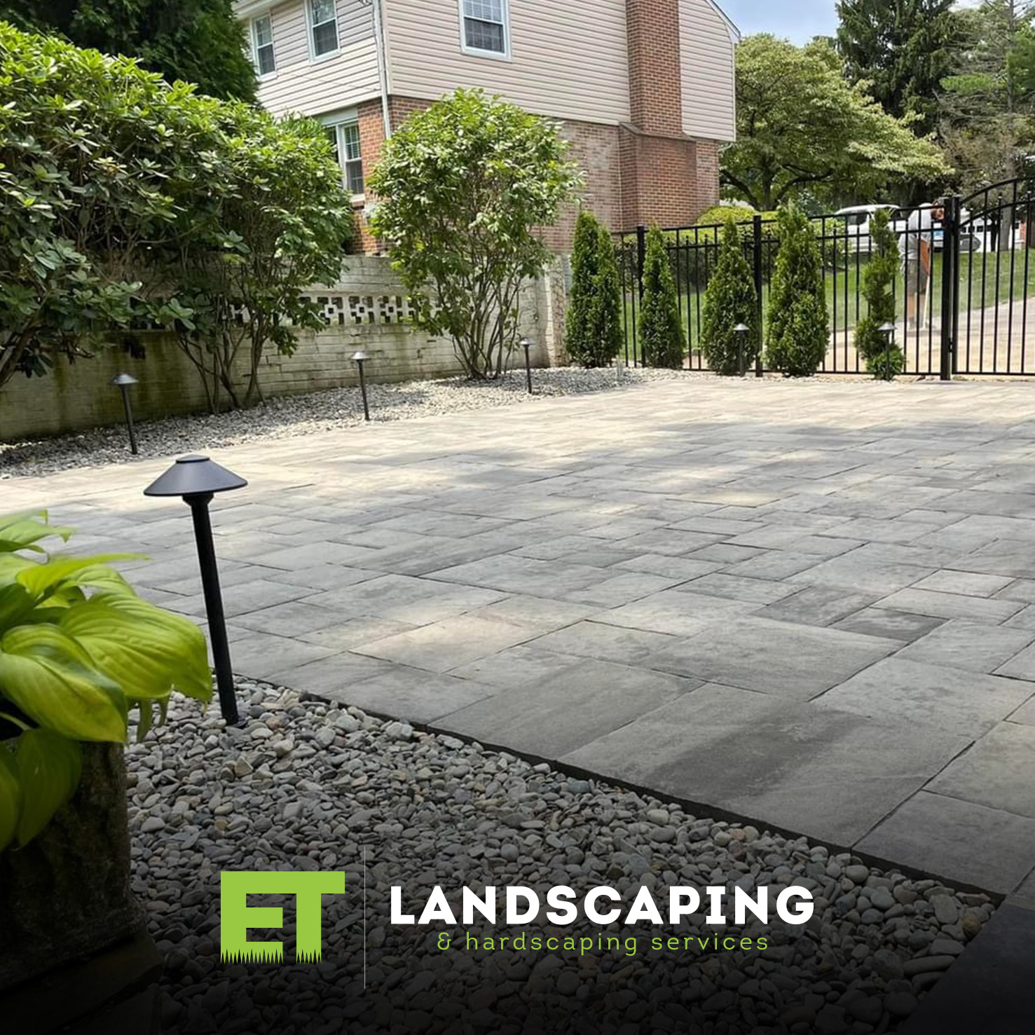 ET Landscaping Project: Patio with Outdoor Lighting in Delaware County, PA