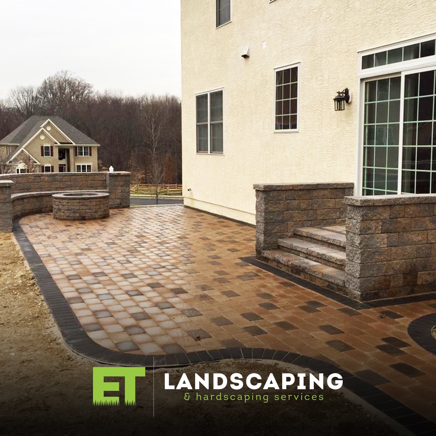 ET Landscaping Project: Patio with Wall & Steps in Delaware County, PA