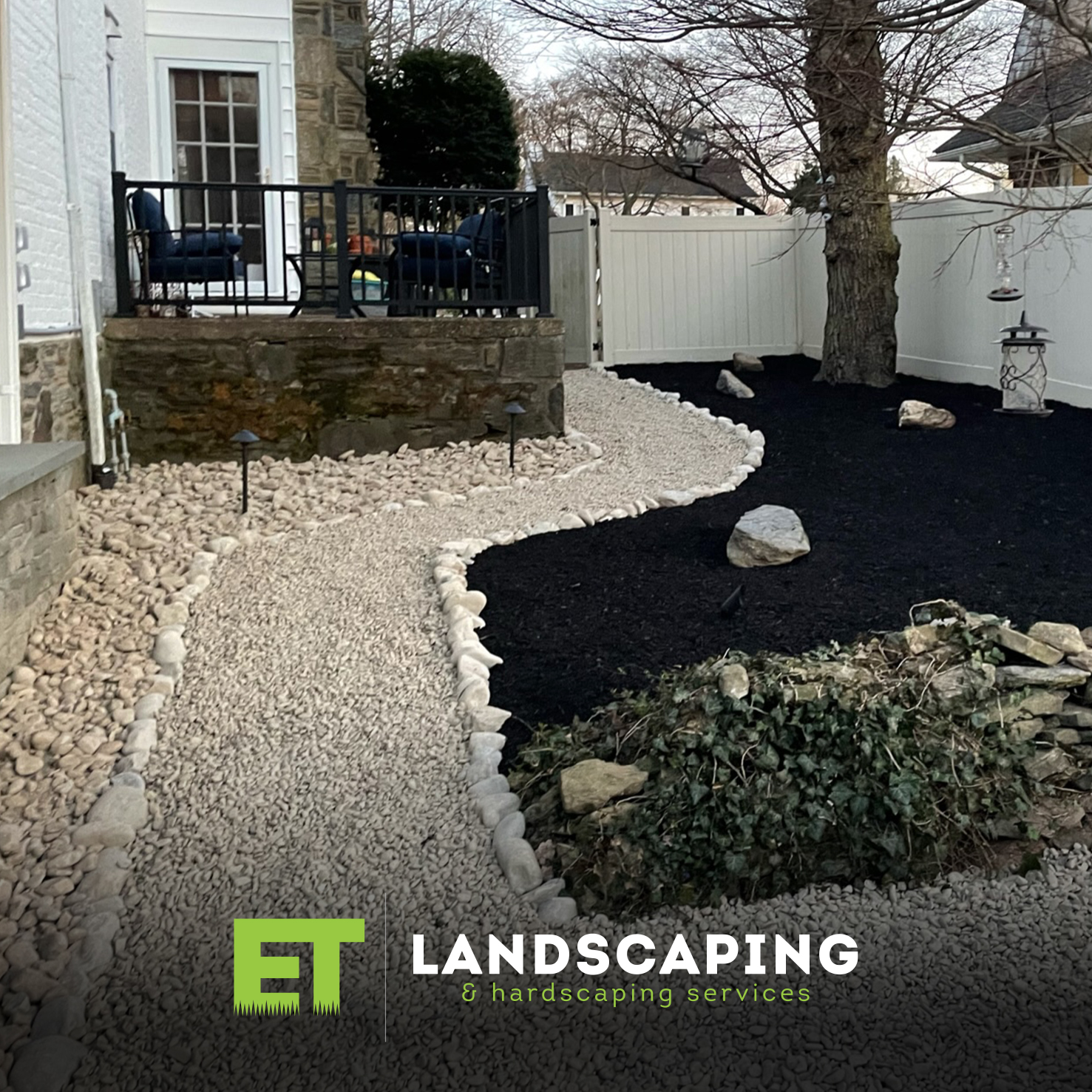 ET Landscaping Project: Modern Stone Walkway in Delaware County, PA