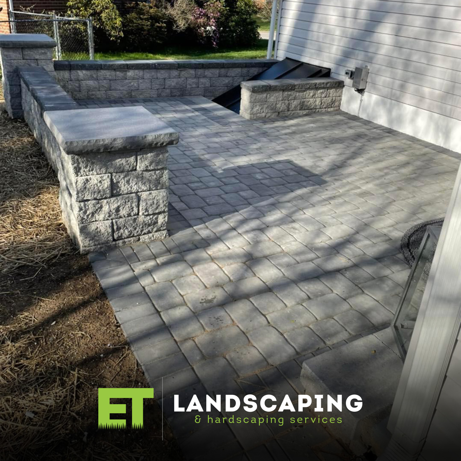 ET Landscaping Project: Patio with Sitting Wall in Delaware County, PA
