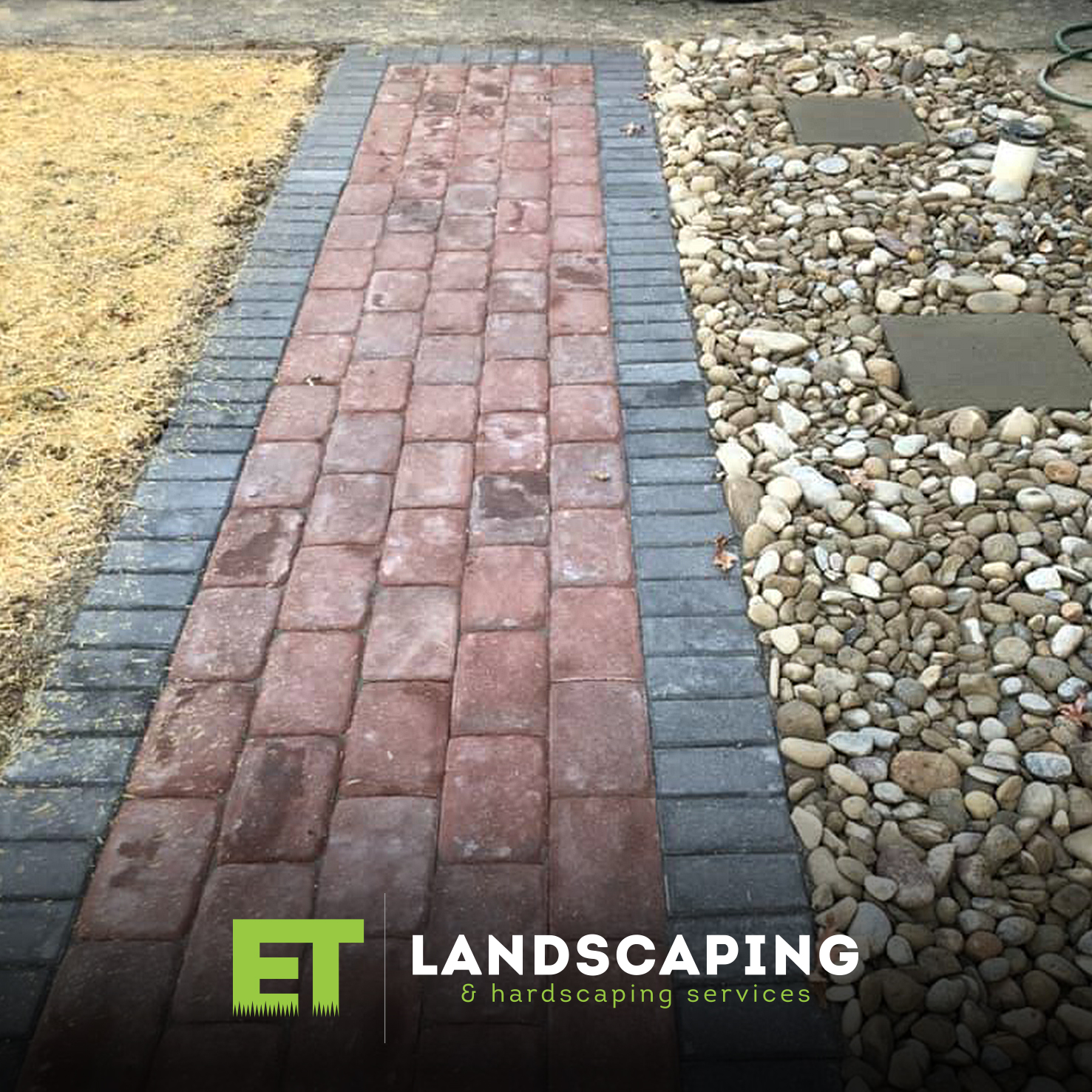 ET Landscaping Project: Red Brick Walkway Path in Delaware County, PA