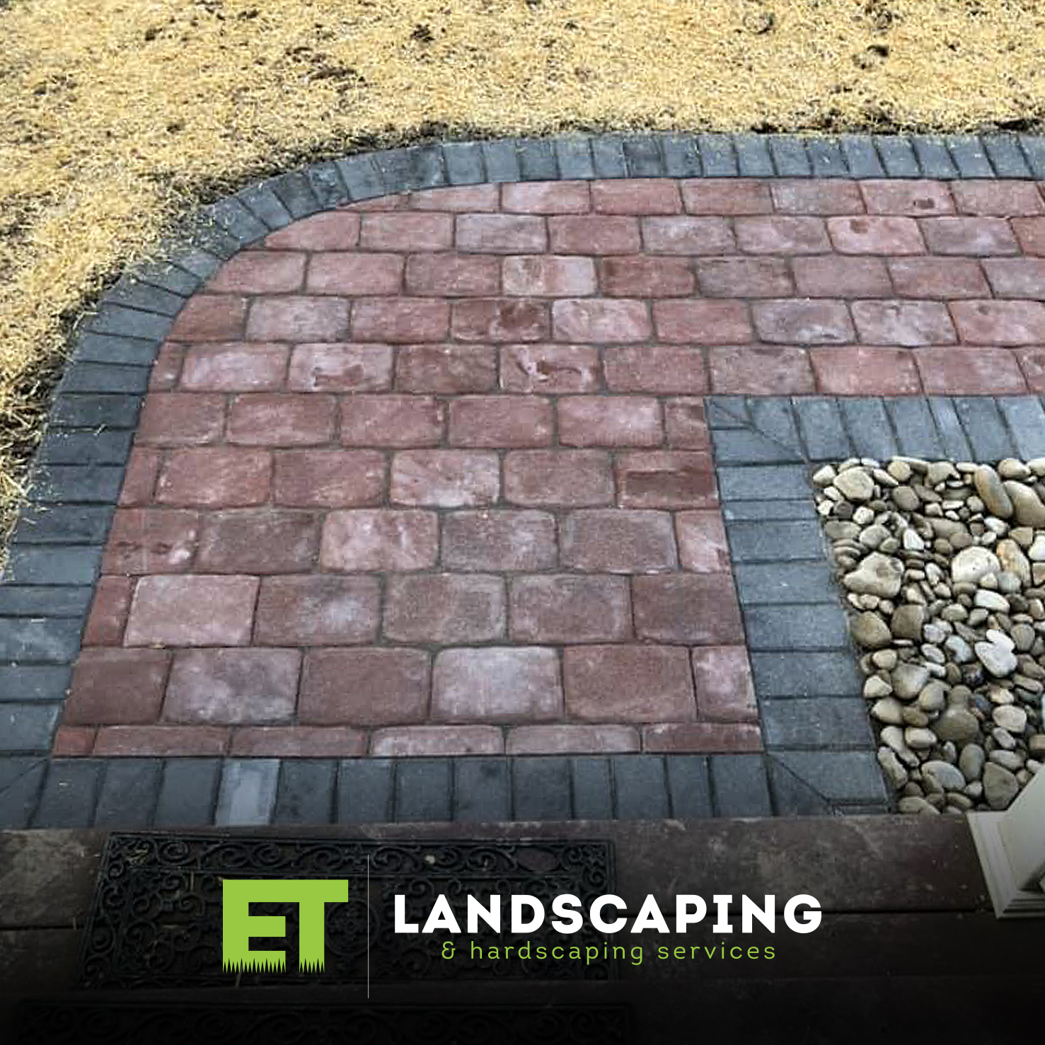 ET Landscaping Project: Red Brick & Stone Walkway in Delaware County, PA