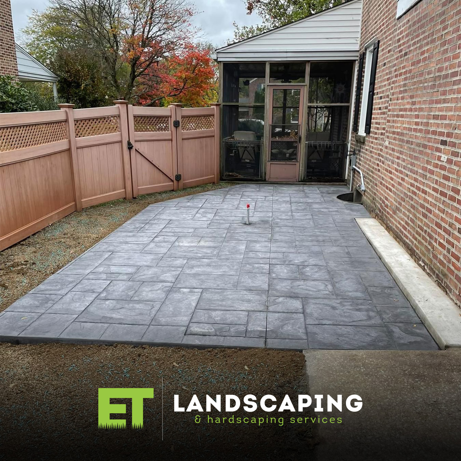 ET Landscaping Project: Porch Stamped Concrete in Delaware County, PA