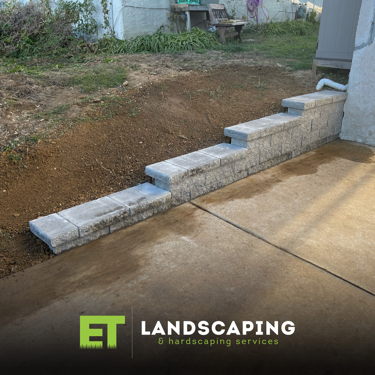 ET Landscaping Project: Tiered Block Wall in Delaware County, PA