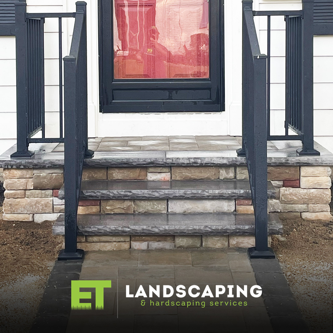 ET Landscaping Project: Masonry Steps & Railing in Delaware County, PA