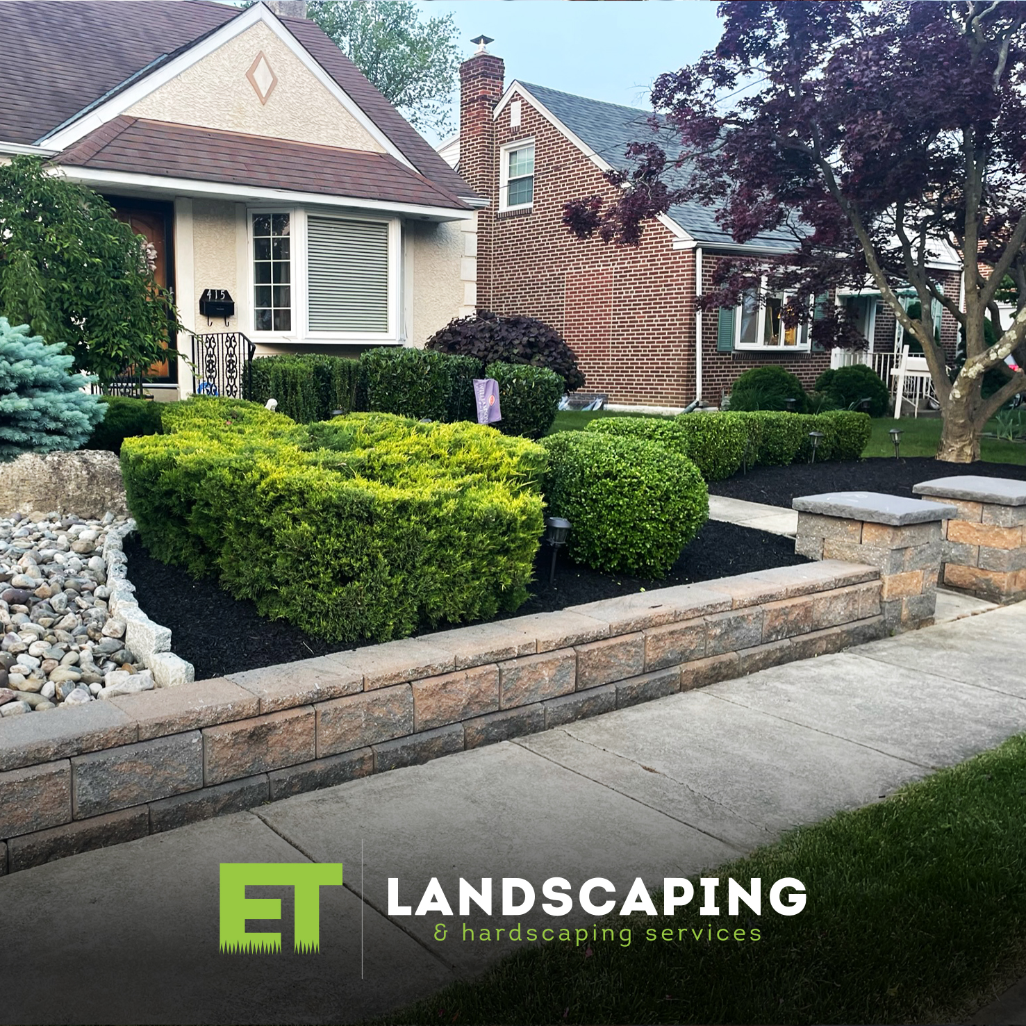 ET Landscaping Project: Stacked Stone Wall in Delaware County, PA