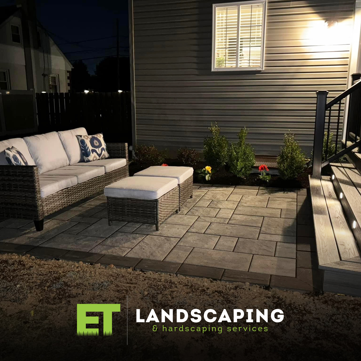 ET Landscaping Project: Furnished Stone Patio in Delaware County, PA
