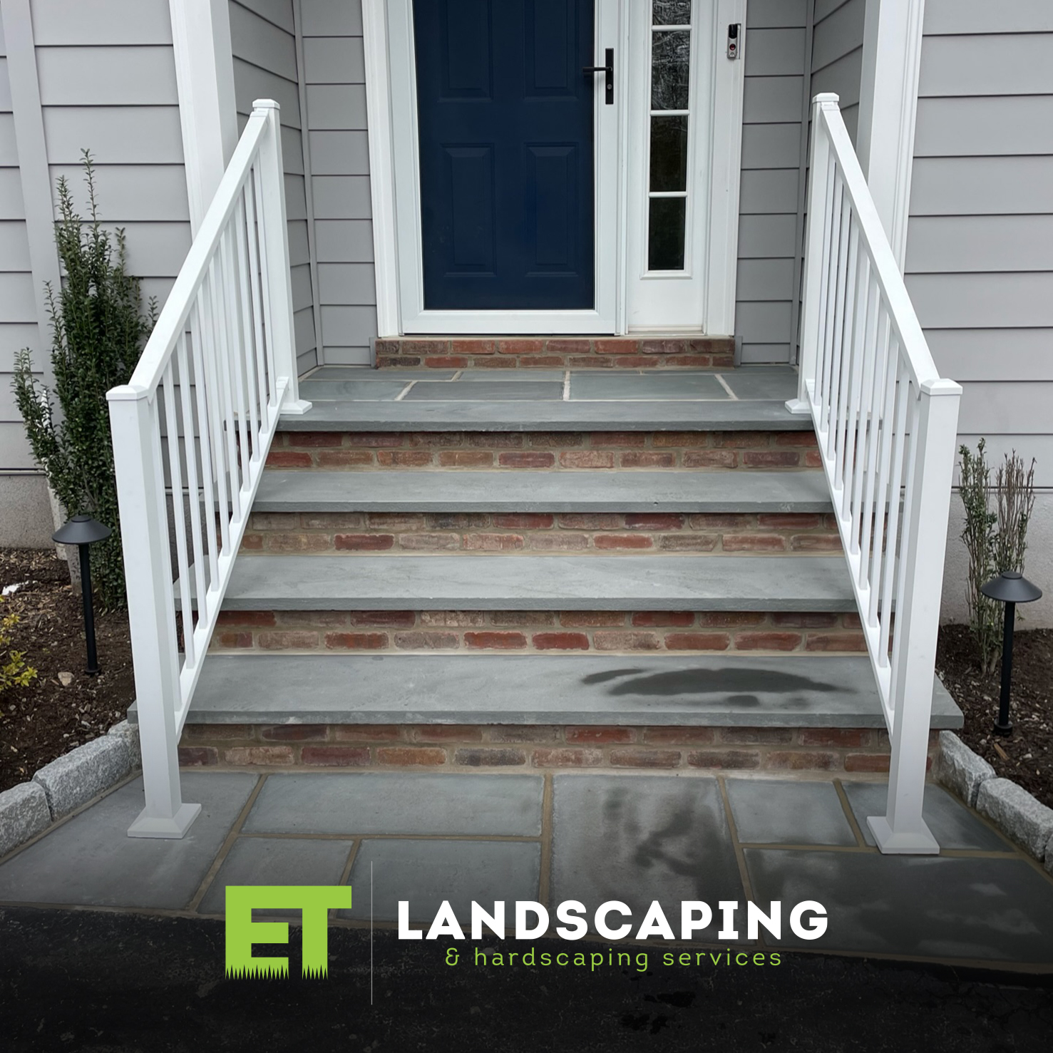 ET Landscaping Project: Stone Steps Leading Up in Delaware County, PA