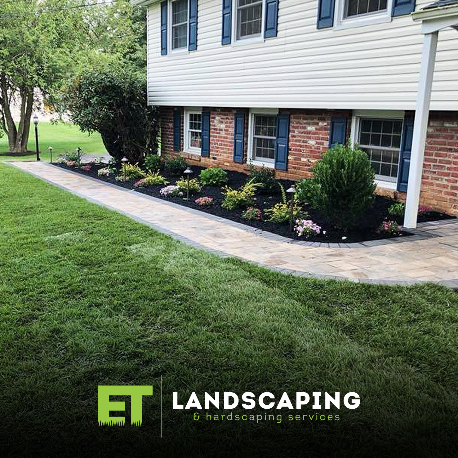 ET Landscaping Project: Side House Stone Walkway in Delaware County, PA