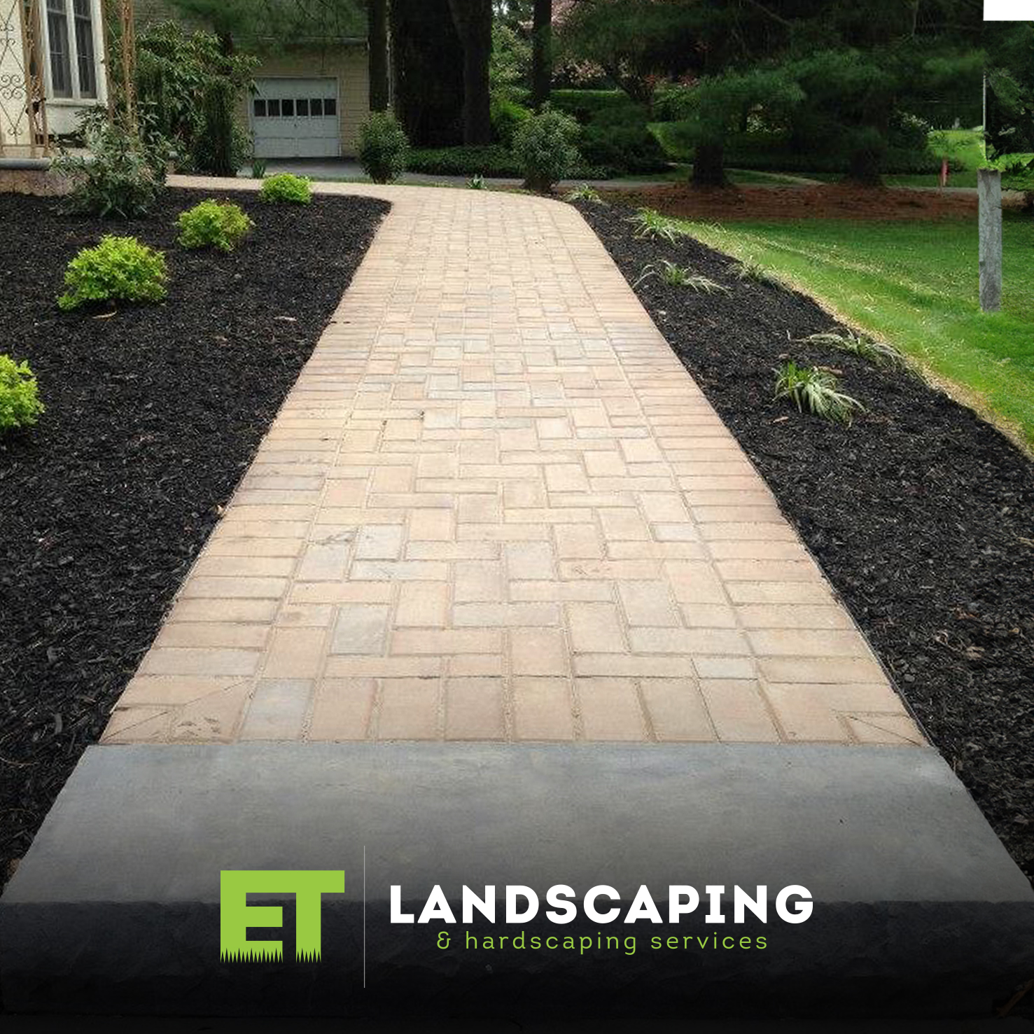 ET Landscaping Project: Stone Walkway in Mulch in Delaware County, PA